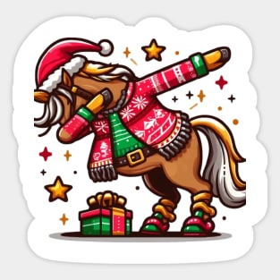 Dabbin' Through the Holidays: Plaid Horse Christmas T-Shirt Sticker